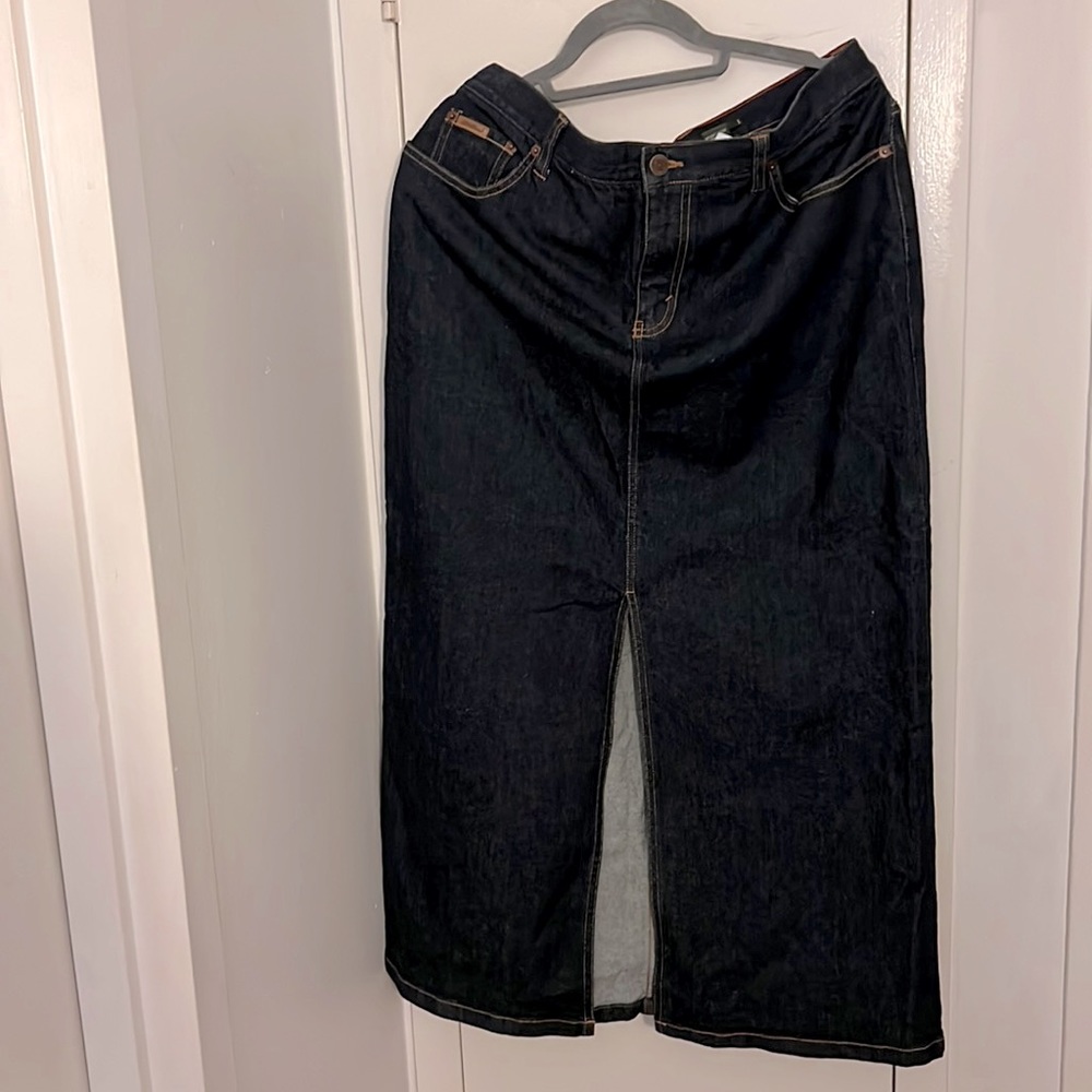 EUC denim long skirt